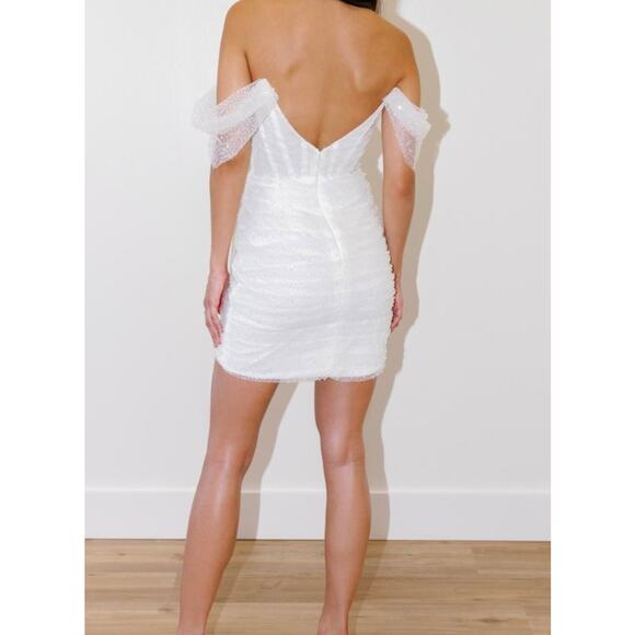 Watters - Ivory Snow Perlita Beading Gibson Mini Dress Size 6 - Picture 5 of 11